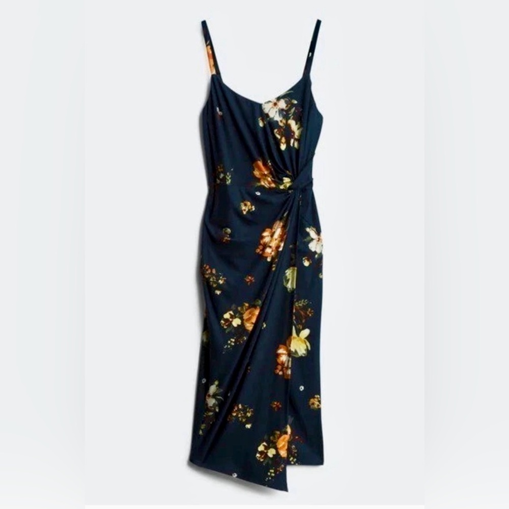 NWT Nine Britton Vivienne Knit Midi Dress, Navy Blue Floral, size XXL, Stitchfix